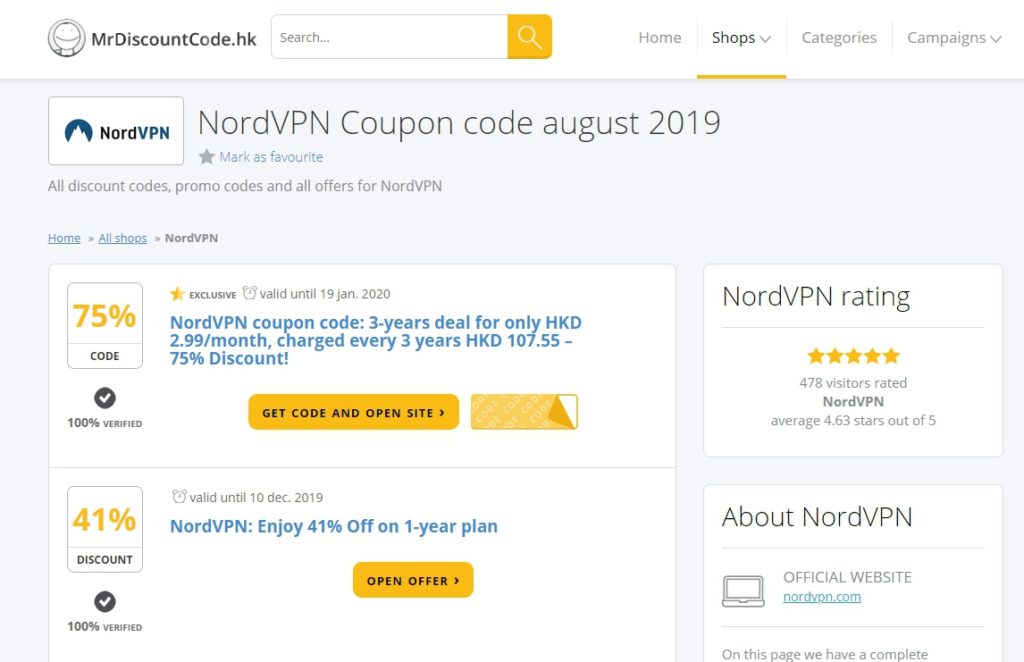 nordvpn codes